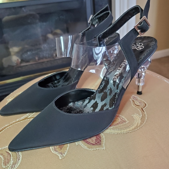 J. RENEE Black and Clear Slingback Heels - Picture 5 of 6